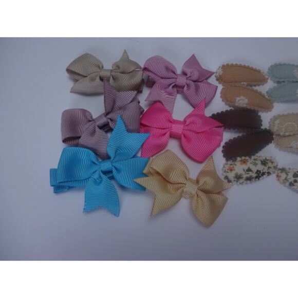 Lot of 20 Toddler Girl Hair Clips – Bows, Flowers & Fabric Snap Barrettes - Picture 2 of 6